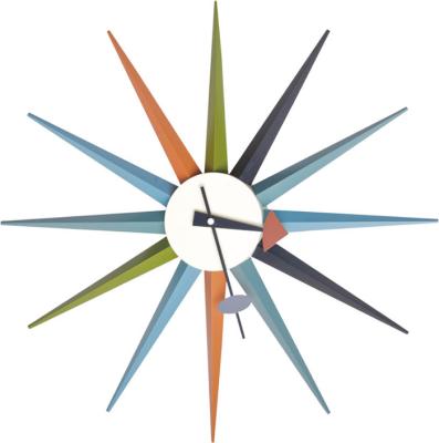 China Antique Style Quartz Starburst Decorative Aluminum Wall Clock for sale