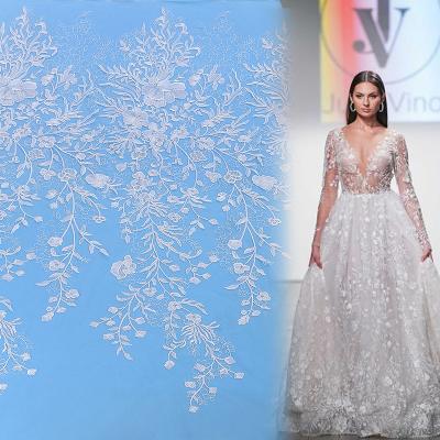 China Other Other Luxury Bridal Wedding Lace Fabric Embroidery Tulle Lace Up Handmade Lace Fabric For Dress for sale