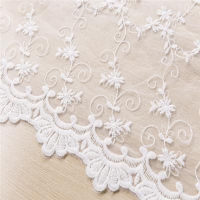 China Other other factory wholesale 2021 white 3d embroidered bridal lace fabric for dress for sale