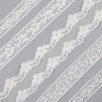 China Viable Viable Embroidered Nylon Lace Trim Flower Embroidery Lace Border Trim For Curtain Apparel Dress for sale