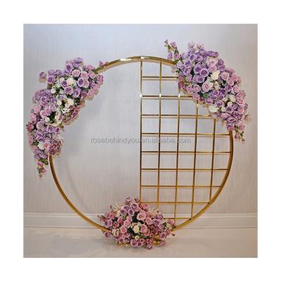 China Wedding Party Decoration Heavy duty gold metal round wedding arch photo backdrop wedding arch background stand party floral wedding flower round arch for sale