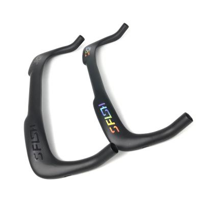 China Road Bikes SFISH All Carbon Fiber Airplane Grip Road Bike Rest Handlebar TT Fixed Speed Bicycle Handlebar Horn Grip Cycle Parts for sale