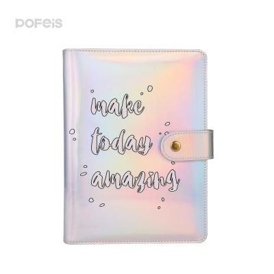 China Fashion Travel Diary Convenience Cover Laser PU Folder Leather Notebook Loose Leaf A5 Detachable Paper Notebook for sale