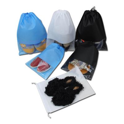 China Eco-friendly custom logo reusable drawstring bag non woven dust bag for shoes with clear window for sale