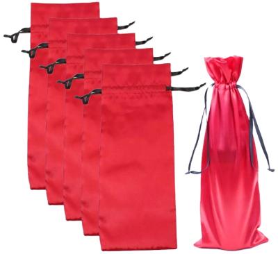China 2020 Recyclable Wholesale Silk Pink Satin Drawstring Bags For Wine Bottle for sale