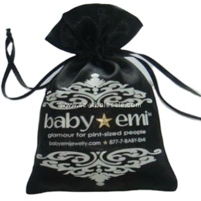 China Recyclable Customized Logo Satin Bags Colored Satin Silk Hair Extension Bag Drawstring Bags for sale