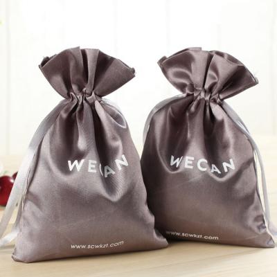 China Promotional Custom Microwavable China Microwavable Satin Silk Small Drawstring Bag For Hair With Printing Logo for sale