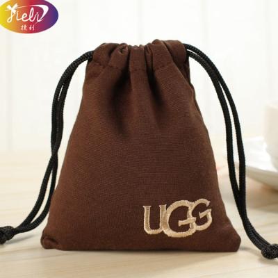 China Recyclable Black Custom Jewelry Drawstring Velvet Bag With Printing for sale