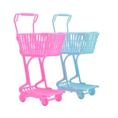 China Shopping Cart Toy Kids Plastic Pretend Mini Playset Trolley Model Shopping Basket Toys for sale