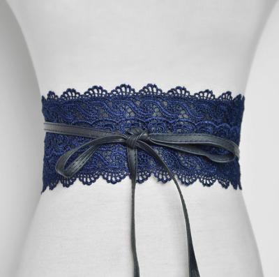 China Multicolor PU+Lace Lace Sash Waistband Wide Waistband for sale