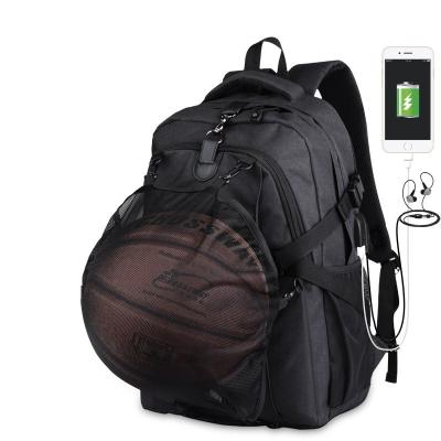 China With High Quality USB Basketball Compartment Usb School Bags Outdoor Sport Filling Backpack for sale