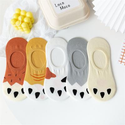 China Cute Girls Women's Cat Paw Invisible Anti Slip No QUICK DRY Show Fashion Kids Short Socks for sale