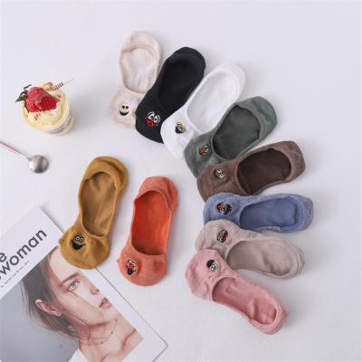 China QUICK DRY shallow mouth embroidery Sesame Street funny stocking cut boot invisible liner seamless sock for sale