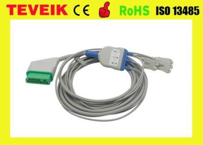 Chine L'une seule pièce 3 de Nihon Kohden mène le câble d'ECG 12pin rond avec le matériel du CEI et de TPU d'agrafe à vendre