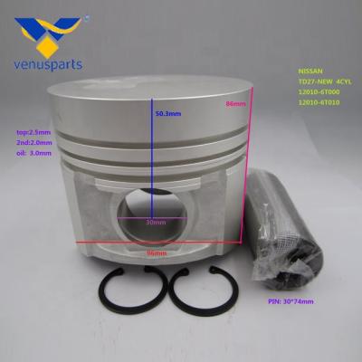 China Factory 12010-6T000 12010-6T010 TD27 forklift piston include pin and clip for sale