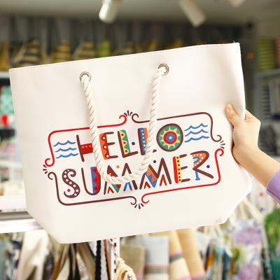 China Fashion factory wholesale beach bag shoulder cotton and polyester hottest beach bag beach bag for women for sale