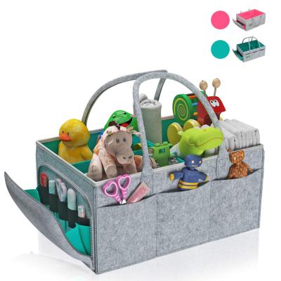 China Felt Diaper Bag Sublimation Personalize Mom Sleep Bed Felt Diaper Change Baby Portable Folding Bag for sale