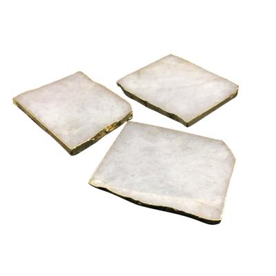 China Wholesale Price Crystal Gem Coaster Natural Artistic Sliced Europe Natural White Plated Phnom Penh for sale