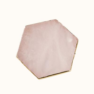 China Europe Rose Quartz Crystal Coasters Cup Sliced Natural Mat Set Of 4 Approx 8-10cm for sale