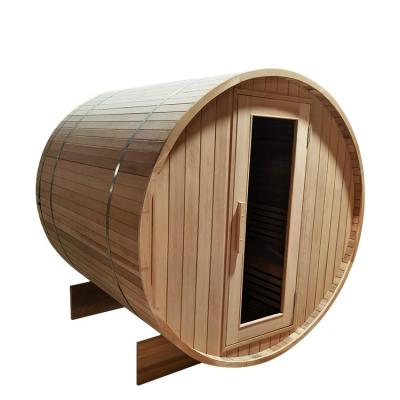 China Computer Control Panel High Quality Hemlock 4-8 Person Cedar Traditional Dry Steam Outdoor Wooden Garden Barrel Sauna for sale
