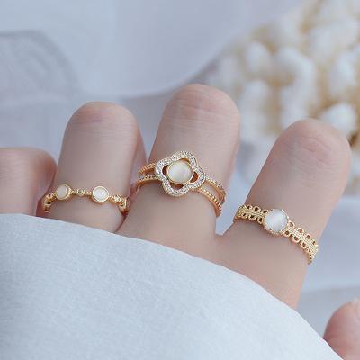China 4 Styles FASHIONABLE Korean Micro Inlaid Zircon Cat Eye Ring Open Design Charm 14K Real Gold Finger Ring Date Birthday Gift Jewelry Pendant PRTY for sale
