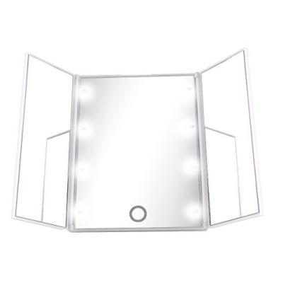 China Touch Screen Lighted Adjustable Shine Compact 3 Way Vanity Makeup Mirror for sale