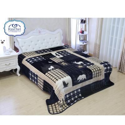 China New Anti-pilling Plush Animal Fur Design Brown 3/4/5 Kg One Side Embossed Polyester Mink Single Ply Blanket for sale