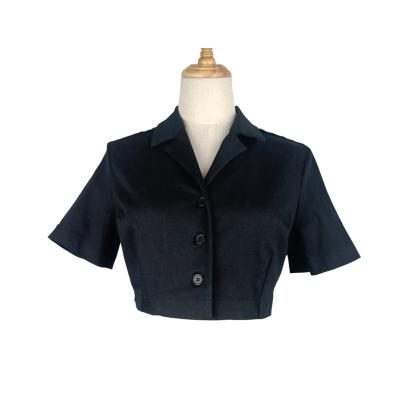 China Breathable Women Fashion Top Black Casual Wear Crop Top Blazer for sale