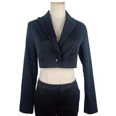 China Black Breathable Fashion Apparel Shorts Suit Blazer Ladies Button Jacket for sale