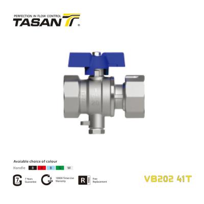 China Válvula de esfera TSP de latão VB202 41T com porca giratória e alça borboleta de alumínio PN 20Bar à venda