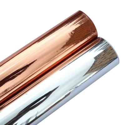China Self Adhesive Craft Silver Rose Gold Waterproof Mirror Rose Gold Vinyl Film Custom Sticker Roll 60cm x 5m for sale