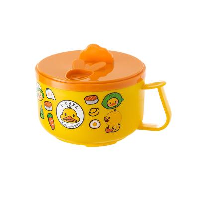 China Amazon Hit Stainless Steel Instant Noodle Viable Bowl With Double Layer Lid Soup Cup Anti Scalding Bento Box Soup Bowls for sale