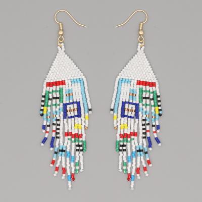 China Multicolor Vintage Vintage Dangle Drop Earrings Fashion Jewelry Miyuki Seed Beaded Fringe Bohemian Tassel Long Earrings for sale