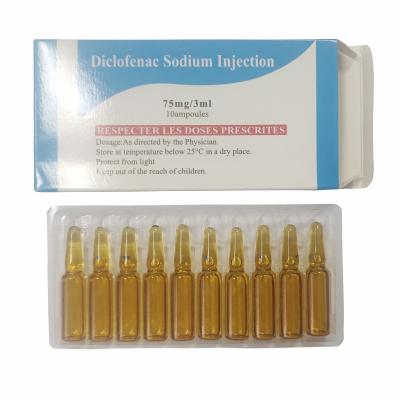 中国 無色の明確なDiclofenacナトリウムの注入3ml 75mg 10人のガラスびん/箱OEM 販売のため