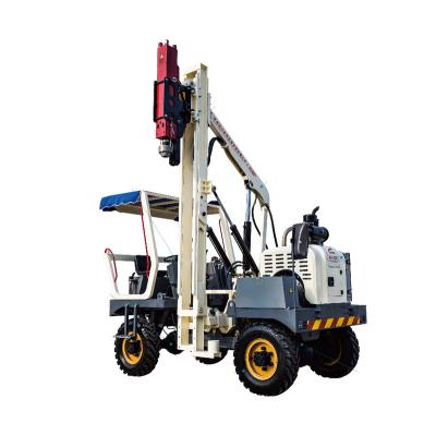 China Highway Guardrail Pile Driving and Drilling Highway Guardrail Drilling Pile Driving and Wheeled Guardrail Ram With Hydraulic Hammer Drilling By Drill for sale