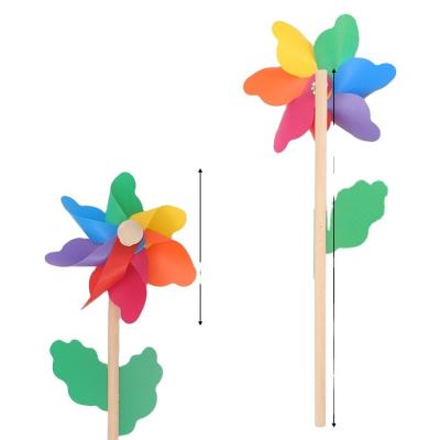 China Garden decoration supplier quality wind pattern gifts purple sun wooden windmill for kids play for sale