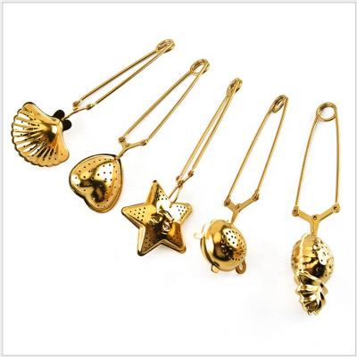 China 20pcs METAL retrun gifts wedding favor gold metal tea filter infuser star shell clip leak cute birthday retrun gift for guests for sale