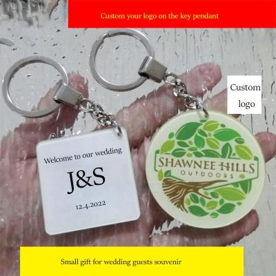 China Popular Personalized Wedding Gift For Return Little Birthday Gifts For Guests Logo Photo Name Acrylic Key Pendant Custom Date for sale