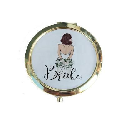 China Custom party etc event party. Bachelorette Supplies Gold Portable Bride Compact Mirror For Wedding Anniversary Bridal Shower Party Souvenirs for sale