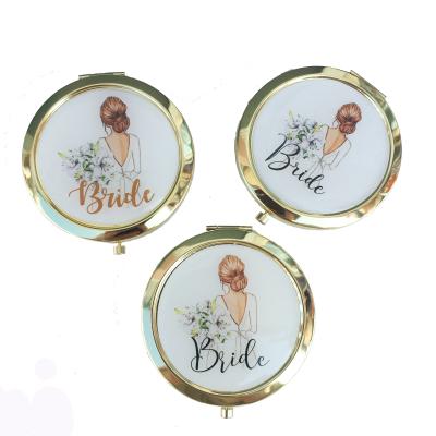 China Custom Printing Photo Bridal Shower Supplies Bachelor Party Bride To Be Bridesmaid Gift Compact Mirror for sale