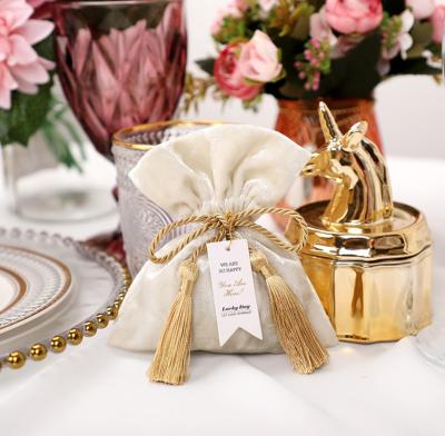 China Velvet Wedding Anniversary Birthday Shower Favor Bridal Gifts Bags Mini Velvet Candy Chocolate Bag For Guest for sale
