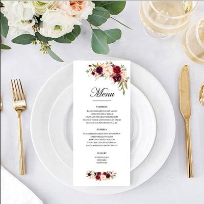 China Custom Europe menu card red wine rose flora logo template for sale