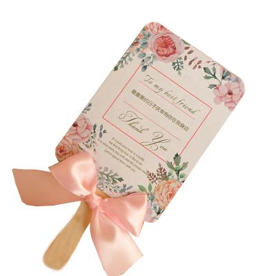 China Europe Wedding Favors Hand Held Customized Names Beautiful Thank You Card Fan-shaped Invitation For Guests Gifts for sale