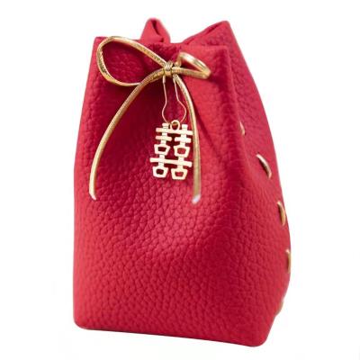 China Leather wedding favor gifts candy bag for guests diy cute leather bags red pink orange small blue small party favors for sale