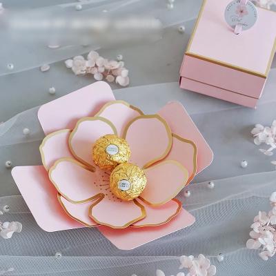 China Disposable Folding Red Paper Rose Victory Wedding Favor Box Candy Gift Boxes For Baby Shower Party Package for sale