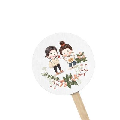 China Custom Europe Wedding Logo Text Photo Welcome Guests Props Birthday Party Decoration Paper Fan Beautiful for sale