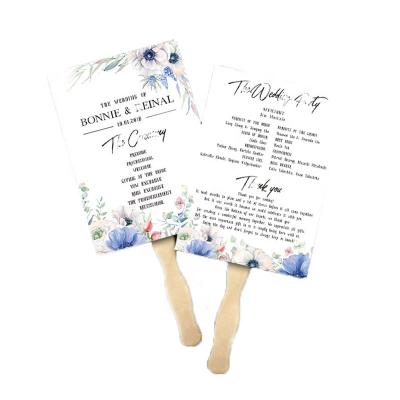 China Custom Europe wedding menu fan logo text photo welcome guests props birthday party decoration paper fan beautiful for sale