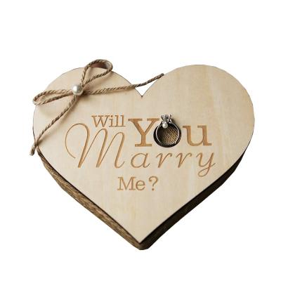 China European Custom Rustic Wedding Proposal Heart Novelty Size Logo Engagement Ring Wooden Box for sale