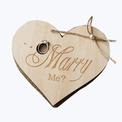 China Europe Personalized Heart Rustic Design Wedding Decoration Party Photo Prop Engagement Ring Wooden Proposal Box for sale