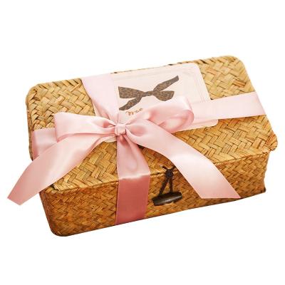 China Handmade Rattan Party Wedding Favors Door Favors Box Package For Scarf Cup Towel for sale